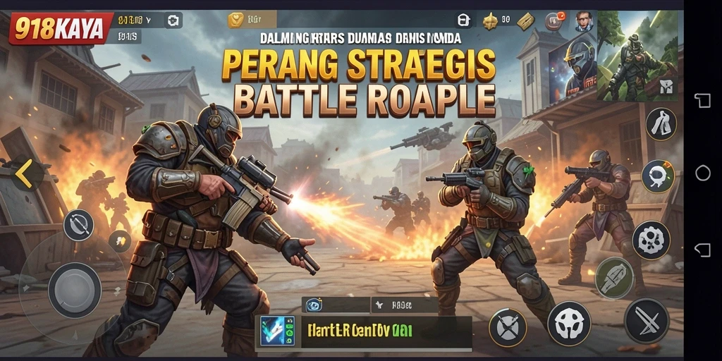 Gameplay mendebarkan dalam 918KAYA yang menampilkan pertempuran Battle Royale.