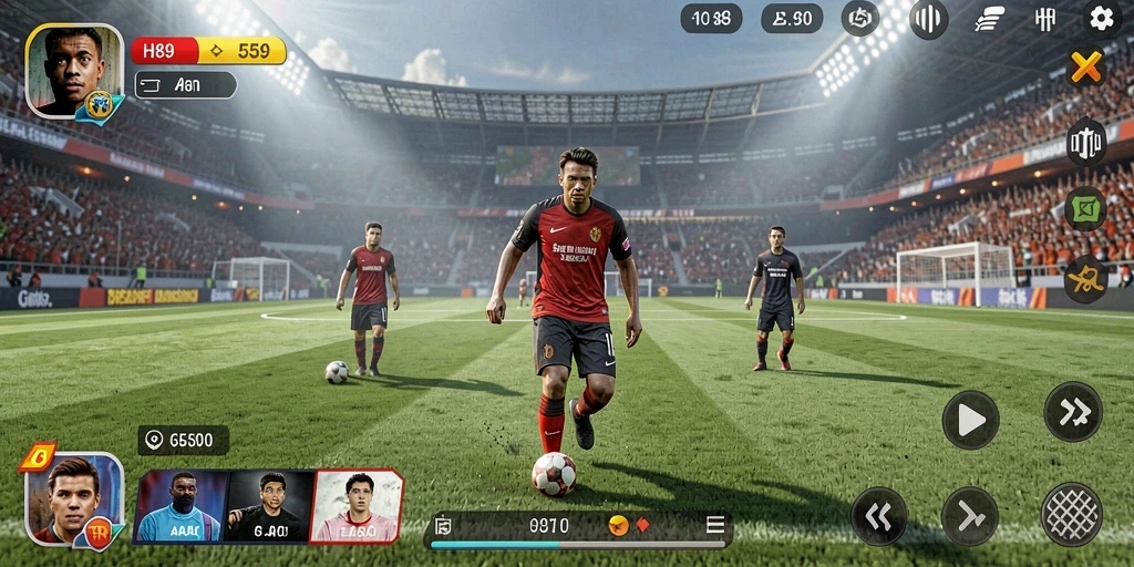 Tampilan gameplay H89 yang memikat dalam aksi sepak bola penuh semangat.