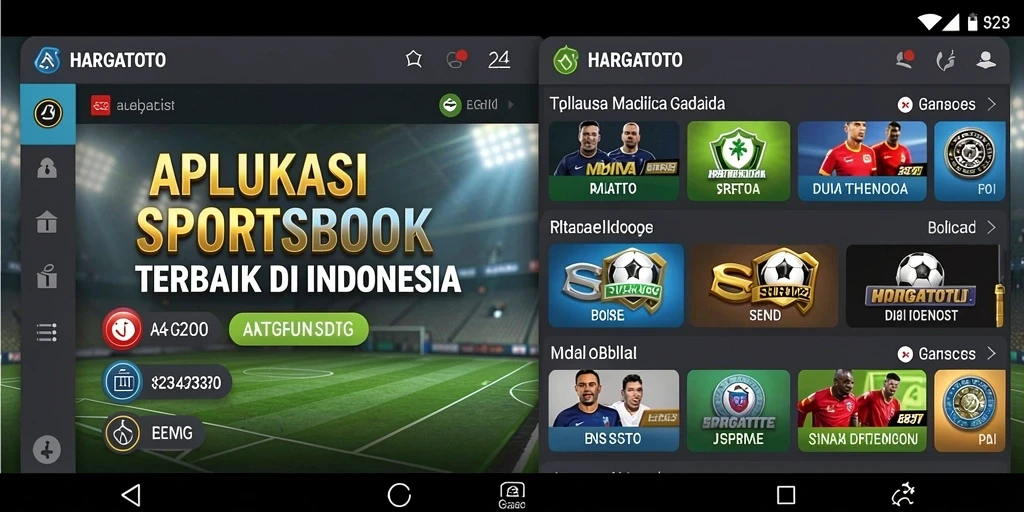Tampilan utama HARGATOTO dengan fitur taruhan olahraga.