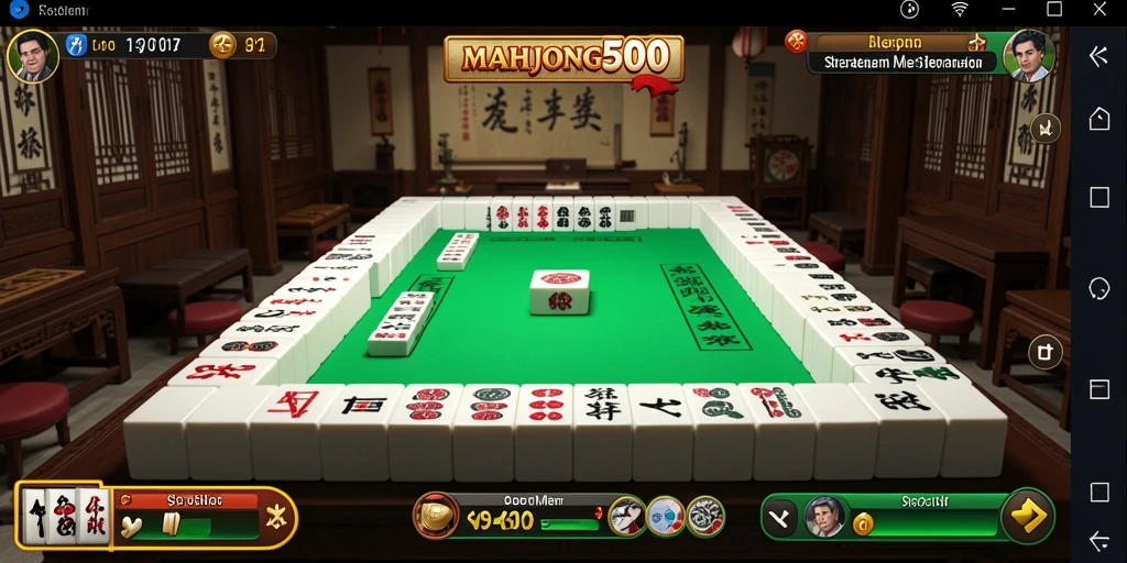 Screenshot utama MAHJONG500 memperlihatkan strategi gameplay yang intens.