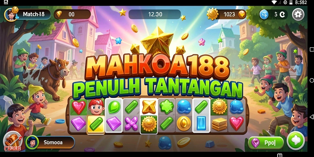 Tangkapan layar gameplay MAHKOTA188 menunjukkan momen seru mencocokkan berbagai item.