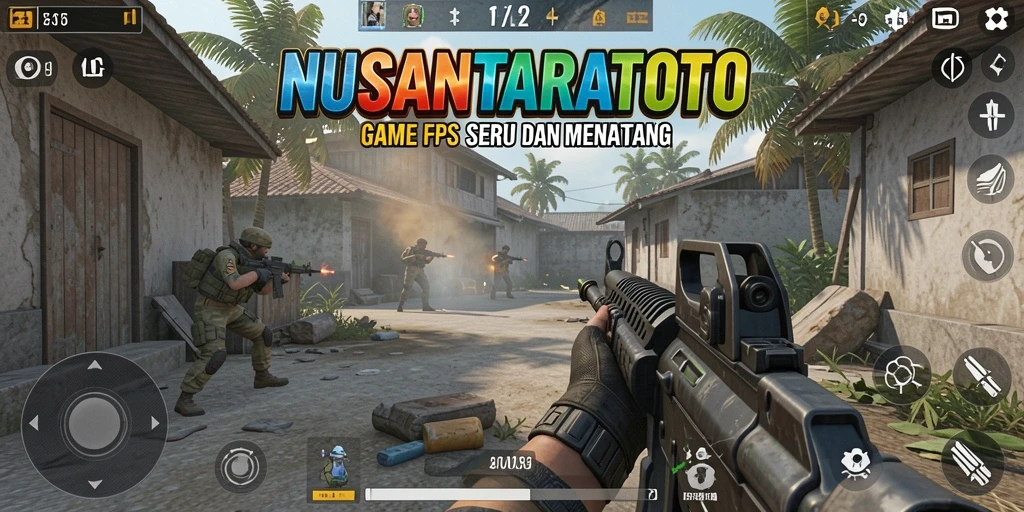 Screenshot utama menunjukkan aksi menegangkan dalam gameplay FPS.