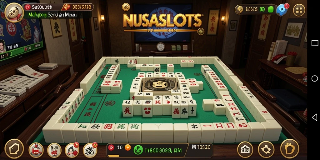 Tangkapan layar NUSASLOTS yang menunjukkan gameplay Mahjong yang mendebarkan.