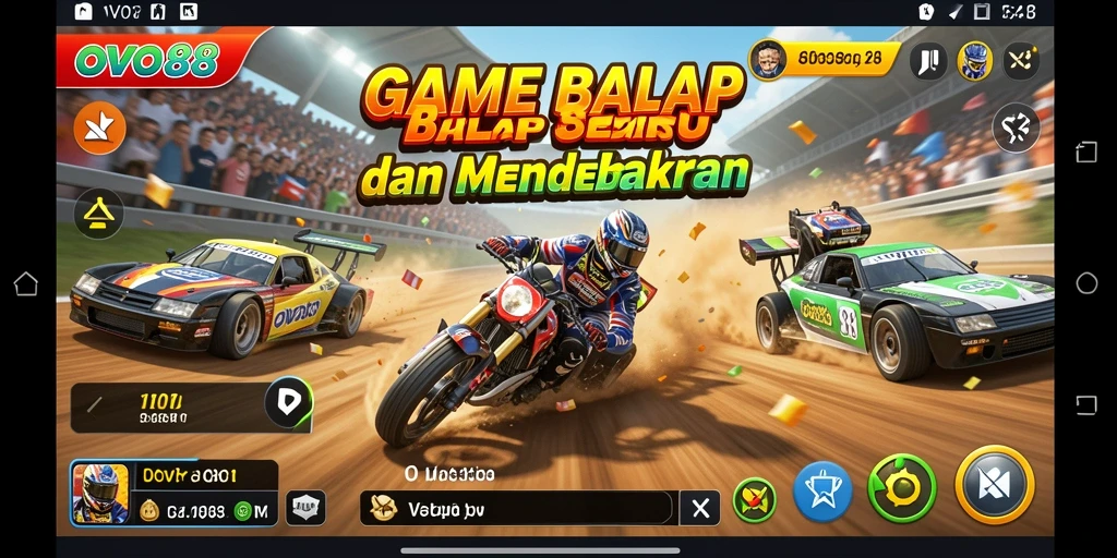 Tampilan gameplay balap yang mendebarkan di OVO88.