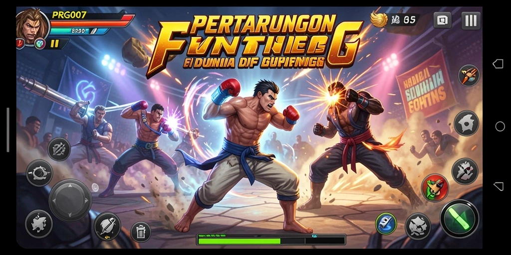 Screenshot gameplay PRG007 menampilkan pertarungan yang mendebarkan antara dua karakter.