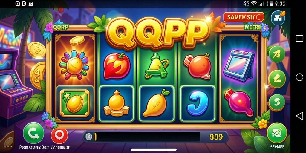 Tampilan gameplay Slot QQRP yang menarik dan penuh warna.