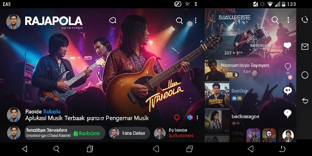 Screenshot menunjukkan antarmuka pengguna aplikasi RAJAPOLA saat memutar lagu.