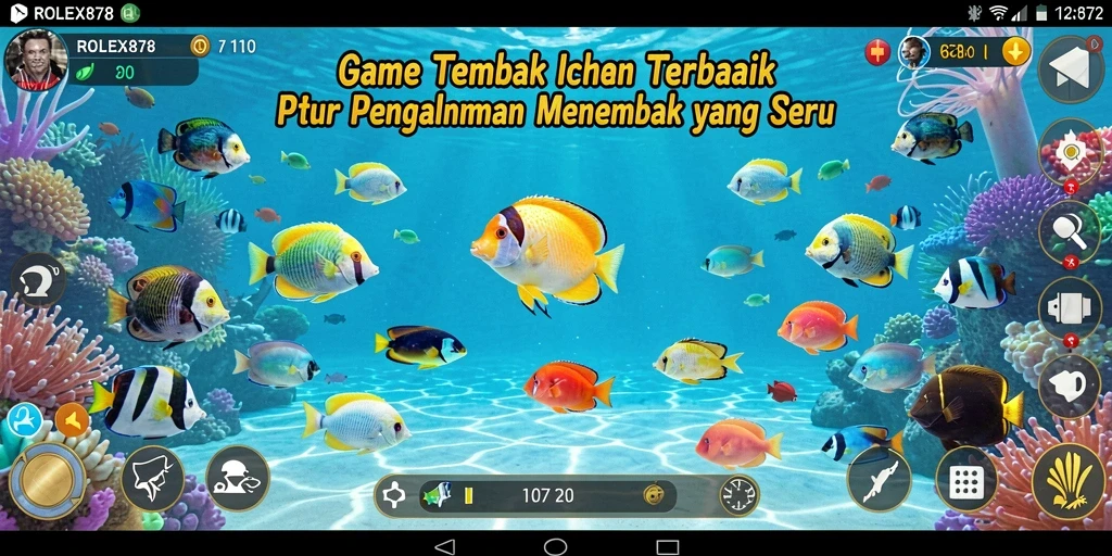 Screenshot utama ROLEX878 menampilkan aksi menembak ikan yang seru.