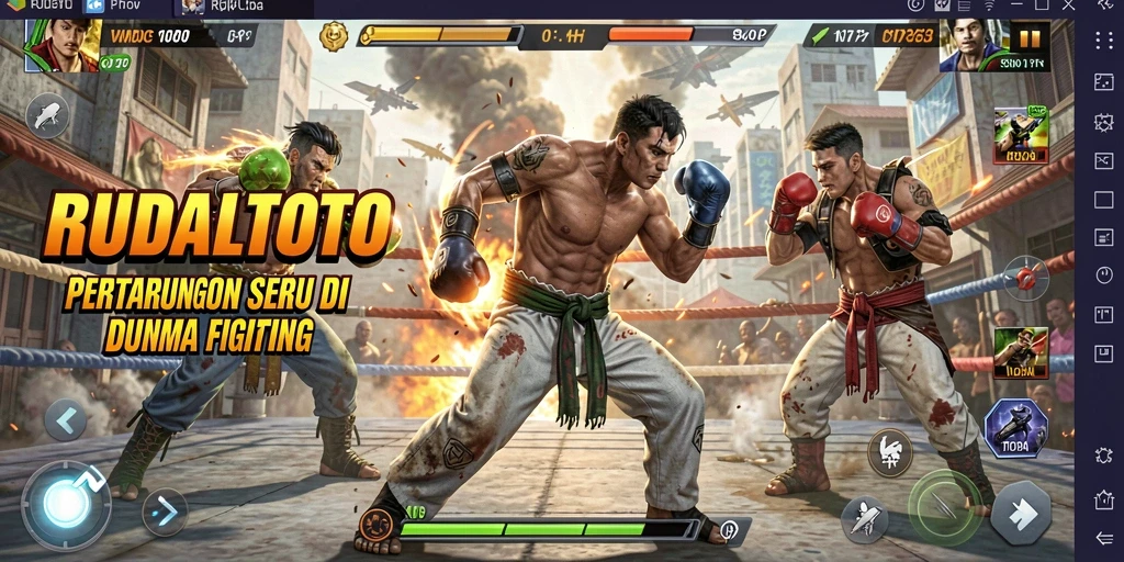 Screenshot gameplay RUDALTOTO menampilkan aksi pertempuran yang intens.
