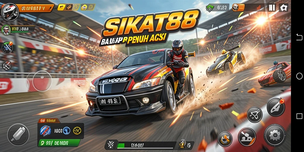 Tampilan gameplay SIKAT88 dengan aksi balap yang mendebarkan.