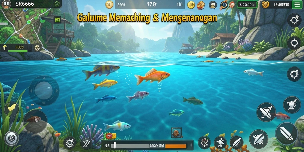 Tampilan gameplay SR6666 yang seru saat memancing.