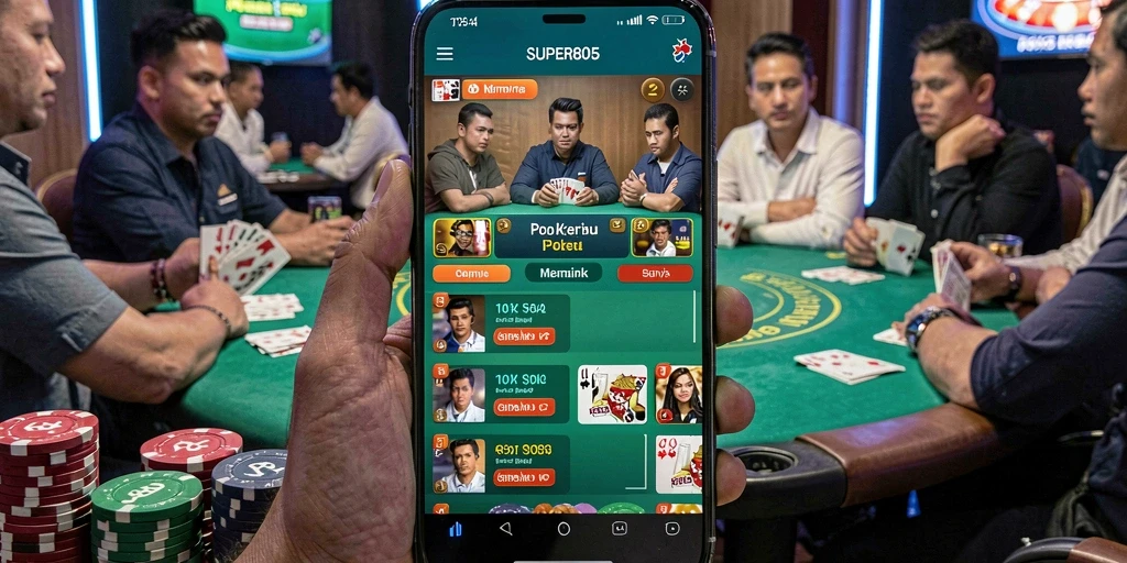 Screenshot gameplay SUPER805 menampilkan keseruan permainan poker yang kuat.