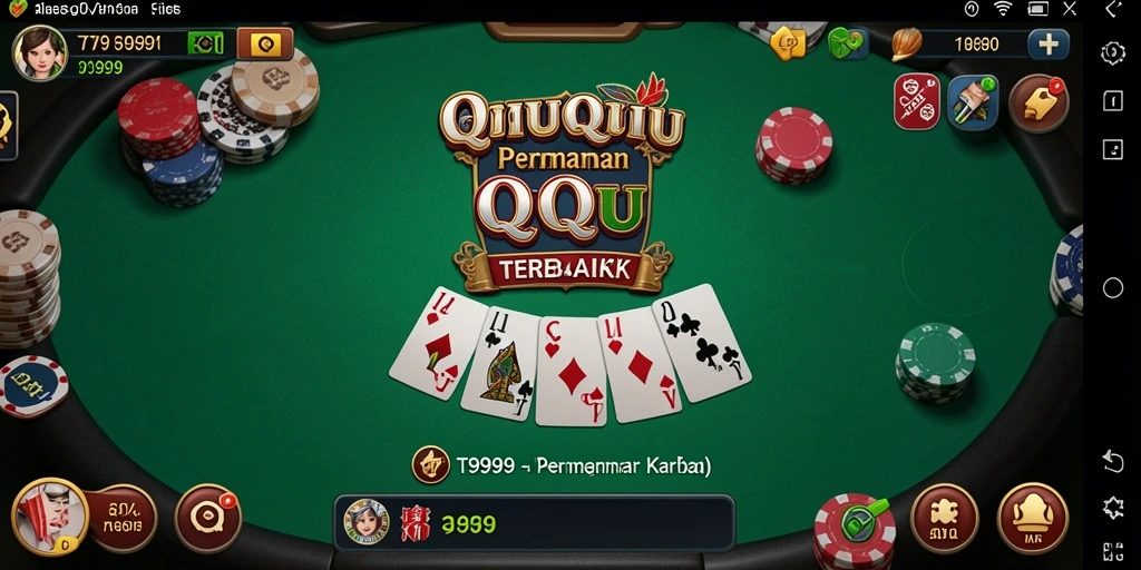 Tangkapan layar utama T9999 yang menunjukkan aksi permainan QiuQiu yang mendebarkan.