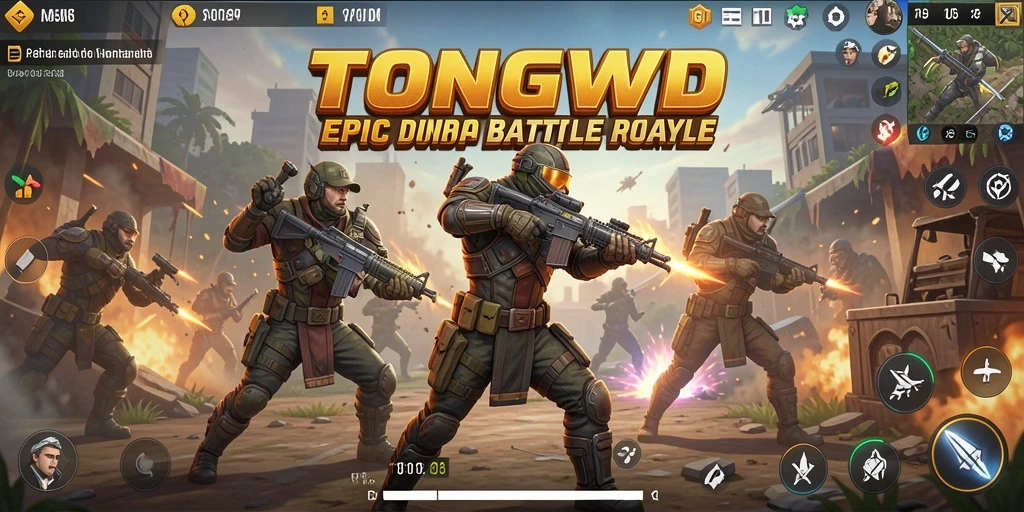Screenshot TONGWD memperlihatkan aksi seru dalam pertempuran Battle Royale.